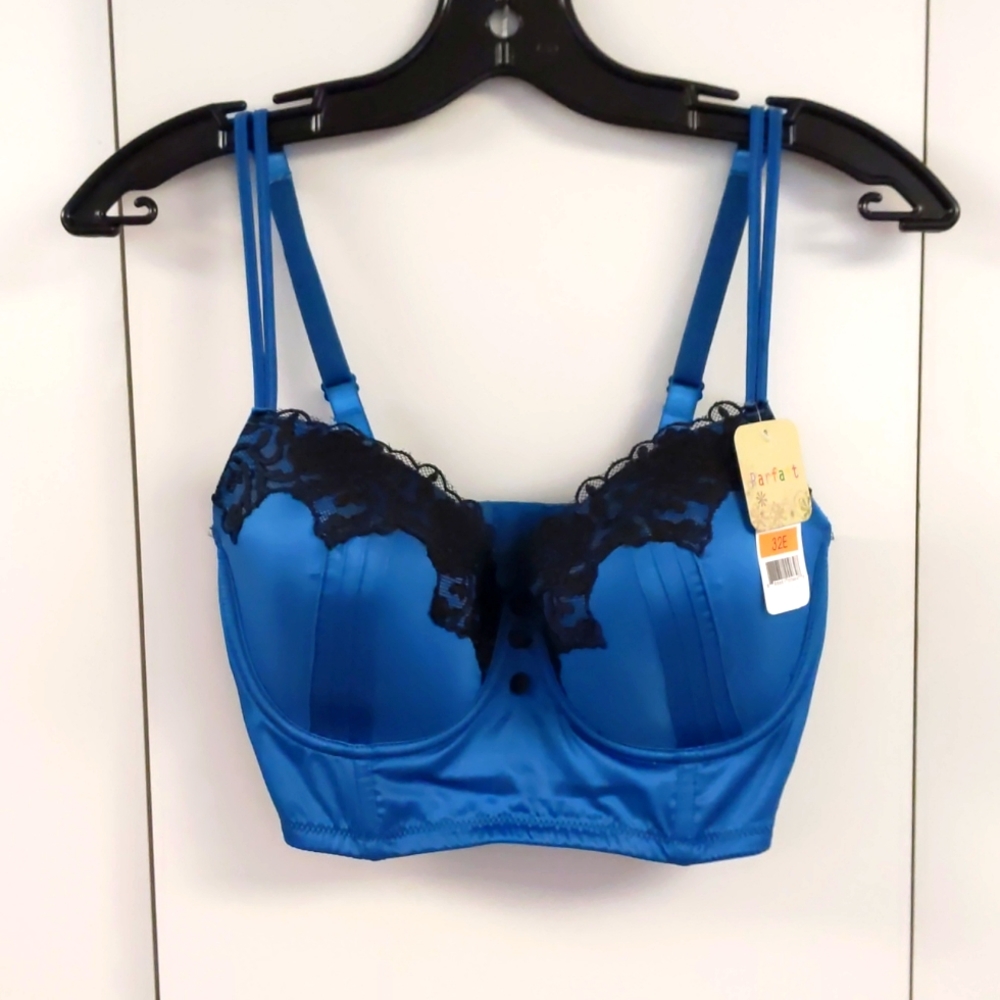 Parfait Long Line Underwire Bralette with Moulded cups. Blue. Multiple sizes.